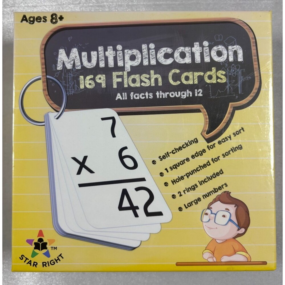 Star Right Multiplication 169 Flash Cards Math Facts Through 12 Ages 8+ New Kids